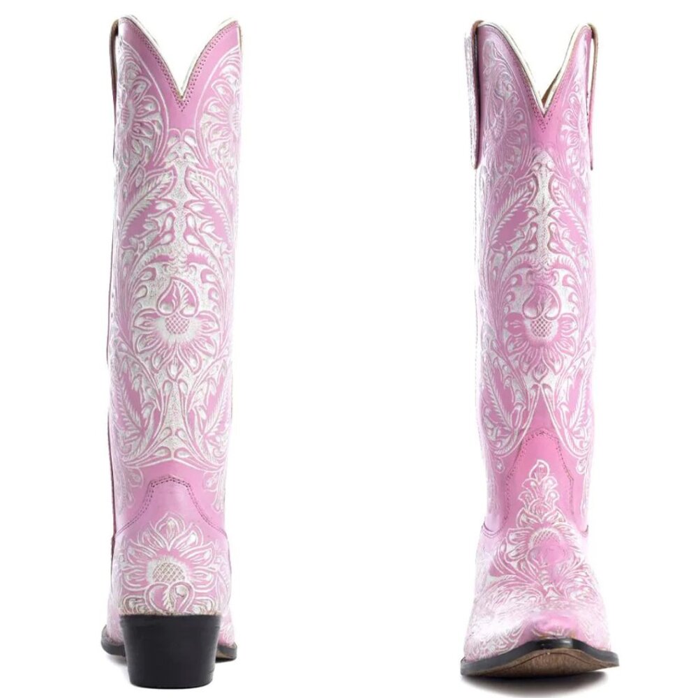 MYRA BAG Valentina Trail Hand Tooled Tall Pink Cowboy Boots 6-11NWT - Picture 5 of 16